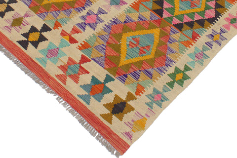 handmade Geometric Kilim Beige Gold Hand-Woven RECTANGLE 100% WOOL area rug 3 x 5