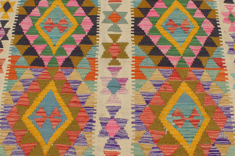 handmade Geometric Kilim Beige Gold Hand-Woven RECTANGLE 100% WOOL area rug 3 x 5