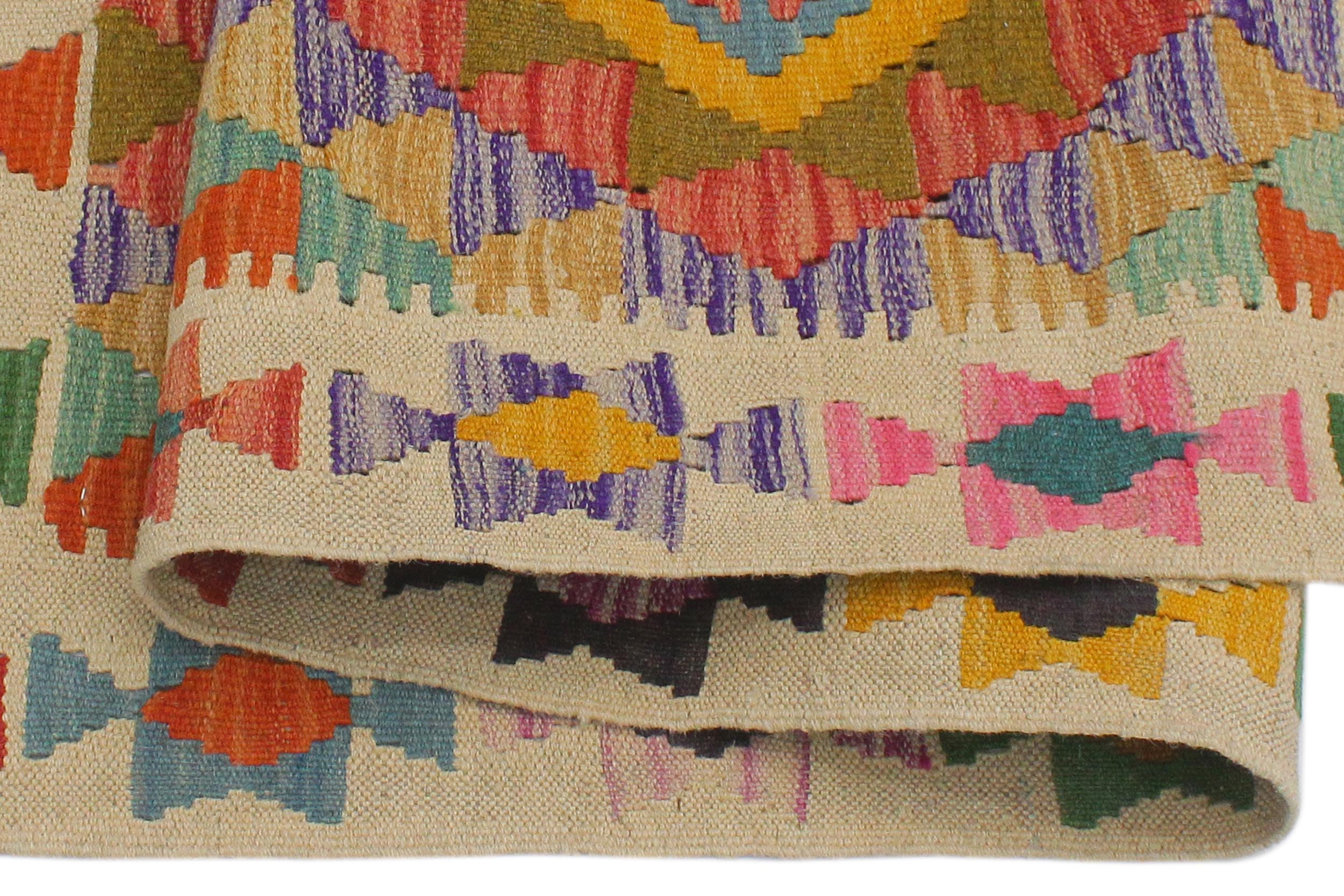 handmade Geometric Kilim Beige Gold Hand-Woven RECTANGLE 100% WOOL area rug 3 x 5