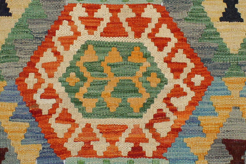 handmade Geometric Kilim Rust Green Hand-Woven RECTANGLE 100% WOOL area rug 3 x 5