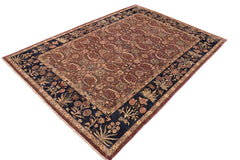 handmade Traditional Lahore Brown Blue Hand Knotted RECTANGLE 100% WOOL area rug 10'X14'
