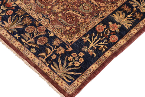 handmade Transitional Lahore Brown Blue Hand Knotted RECTANGLE 100% WOOL area rug 10' x 14'