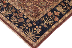 handmade Traditional Lahore Brown Blue Hand Knotted RECTANGLE 100% WOOL area rug 10'X14'