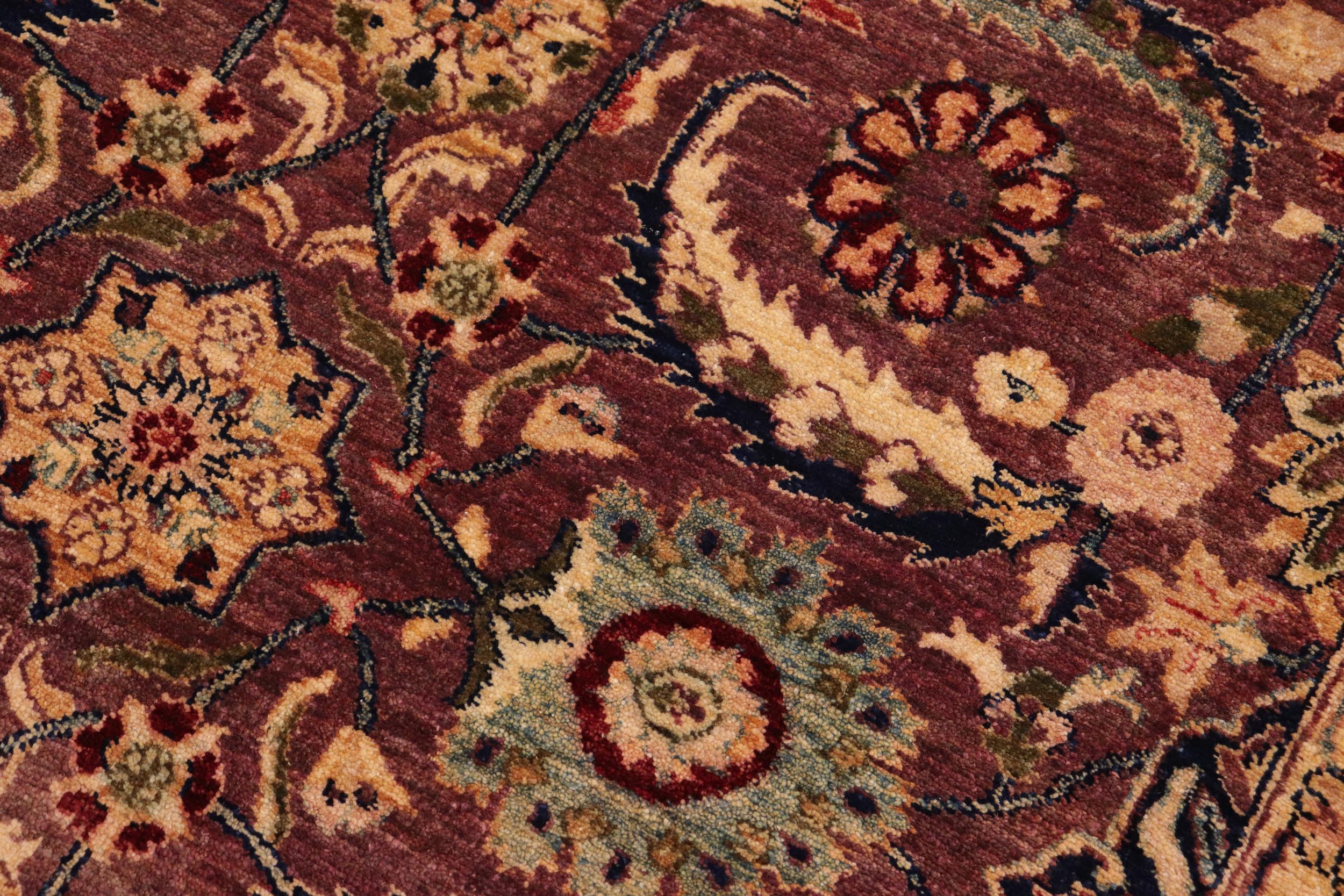 handmade Transitional Lahore Brown Blue Hand Knotted RECTANGLE 100% WOOL area rug 10' x 14'