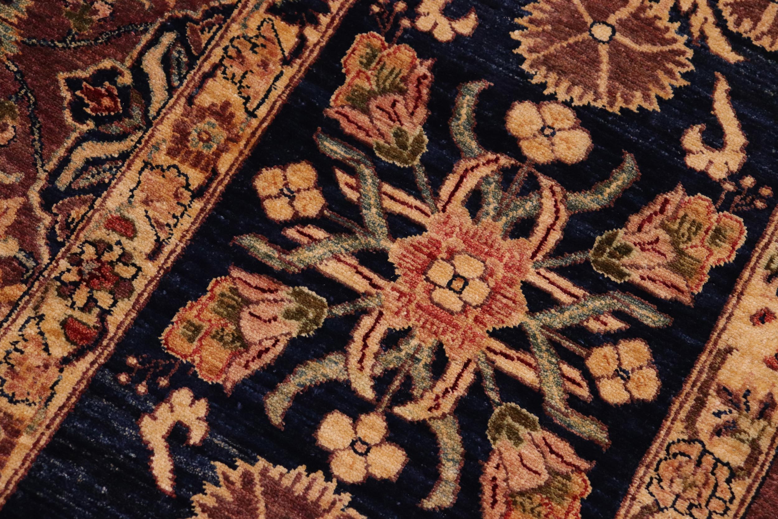 handmade Transitional Lahore Brown Blue Hand Knotted RECTANGLE 100% WOOL area rug 10' x 14'