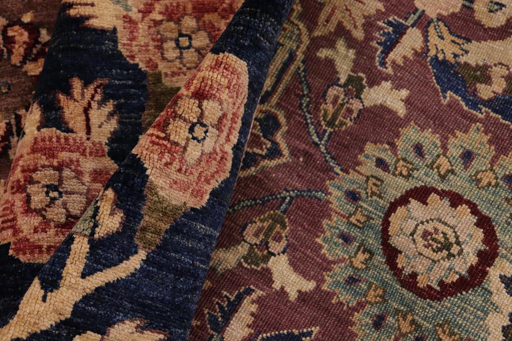 handmade Traditional Lahore Brown Blue Hand Knotted RECTANGLE 100% WOOL area rug 10'X14'