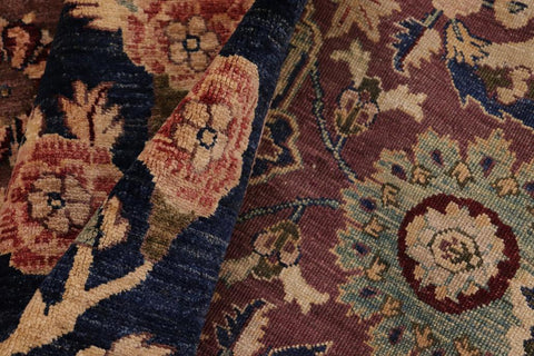 handmade Traditional Lahore Brown Blue Hand Knotted RECTANGLE 100% WOOL area rug 10'X14'