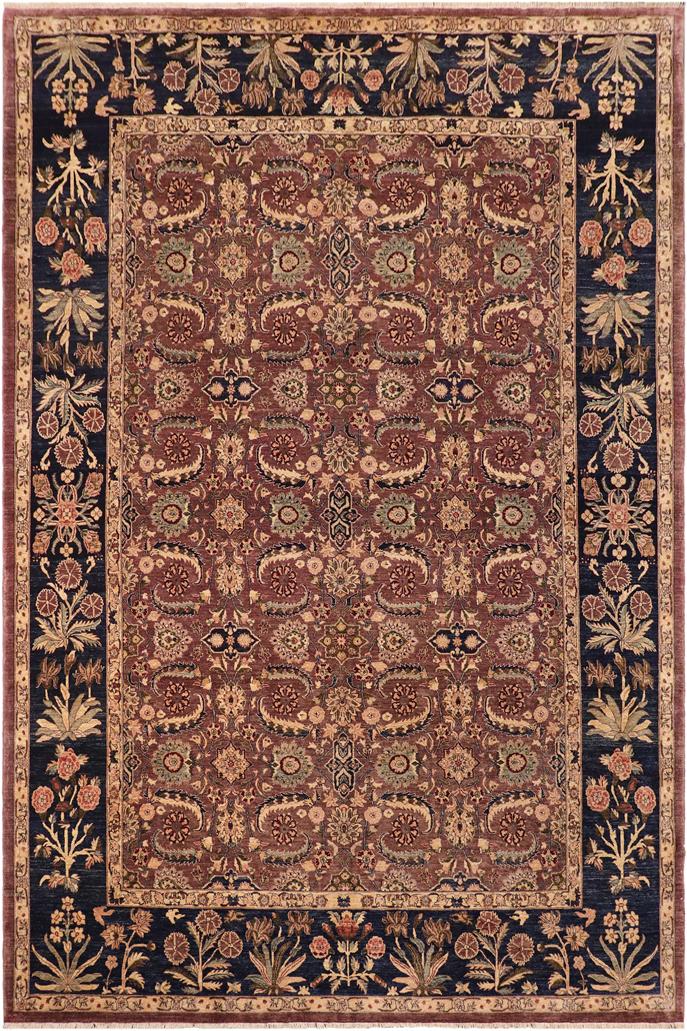 handmade Traditional Lahore Brown Blue Hand Knotted RECTANGLE 100% WOOL area rug 10'X14'