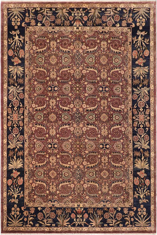 handmade Traditional Lahore Brown Blue Hand Knotted RECTANGLE 100% WOOL area rug 10'X14'