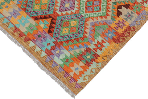handmade Geometric Kilim Rust Brown Hand-Woven RECTANGLE 100% WOOL area rug 3 x 5
