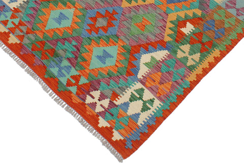 handmade Geometric Kilim Blue Rust Hand-Woven RECTANGLE 100% WOOL area rug 3 x 5