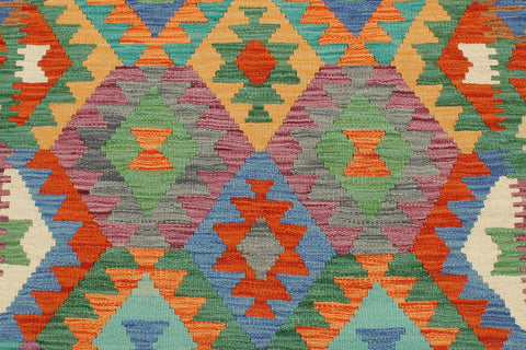 handmade Geometric Kilim Blue Rust Hand-Woven RECTANGLE 100% WOOL area rug 3 x 5