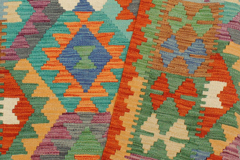 handmade Geometric Kilim Blue Rust Hand-Woven RECTANGLE 100% WOOL area rug 3 x 5