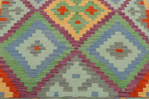 handmade Geometric Kilim Blue Rust Hand-Woven RECTANGLE 100% WOOL area rug 3 x 5