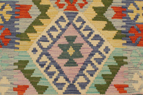 handmade Geometric Kilim Rust Blue Hand-Woven RECTANGLE 100% WOOL area rug 3' x 5'