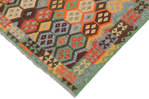 handmade Geometric Kilim Gray Green Hand-Woven RECTANGLE 100% WOOL area rug 5 x 7