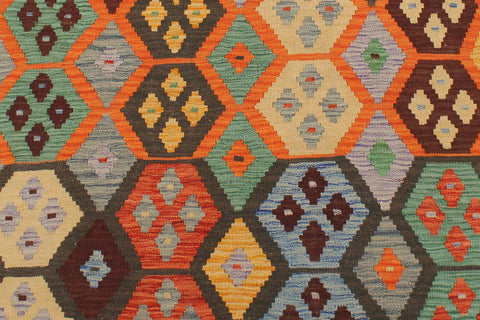 handmade Geometric Kilim Gray Green Hand-Woven RECTANGLE 100% WOOL area rug 5 x 7