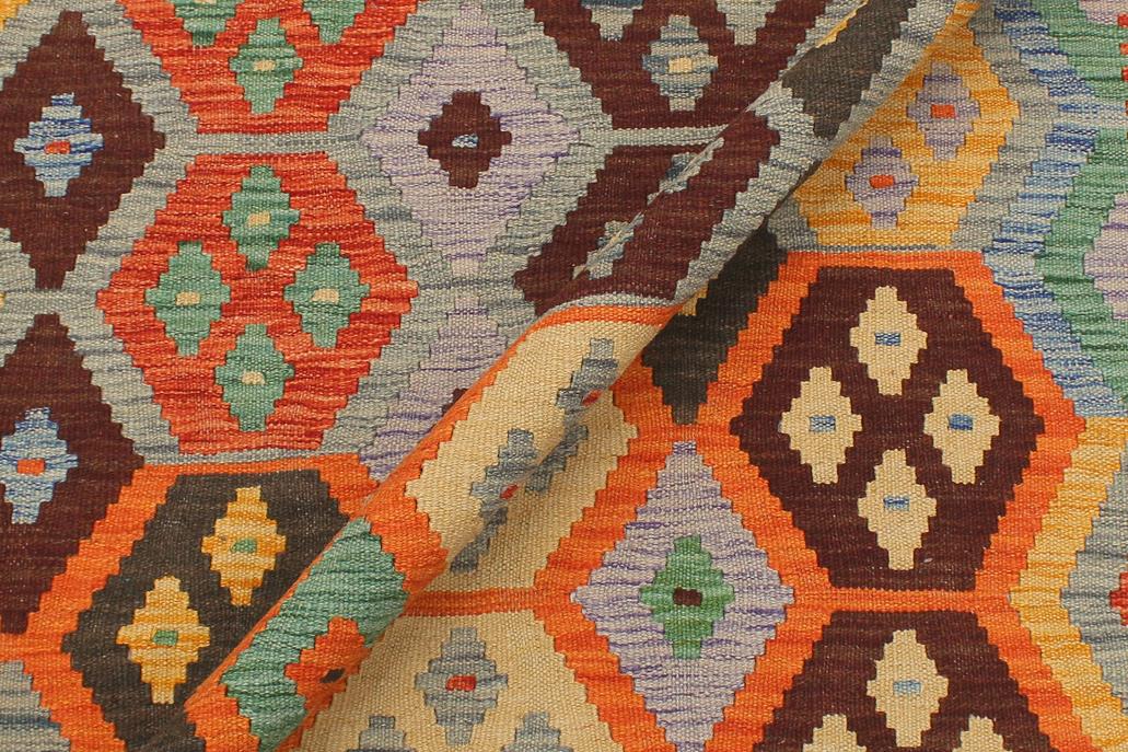 Flat Weave Kilim Antique Navaho Vintage handmade Geometric Kilim Gray Green Hand-Woven Rectangle 100% Wool Area Rug 5x7 