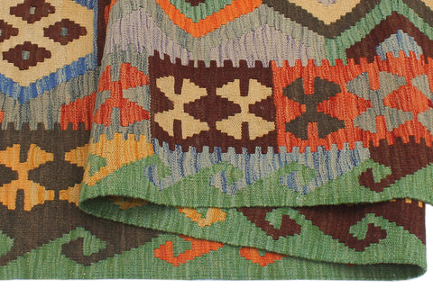 handmade Geometric Kilim Gray Green Hand-Woven RECTANGLE 100% WOOL area rug 5 x 7