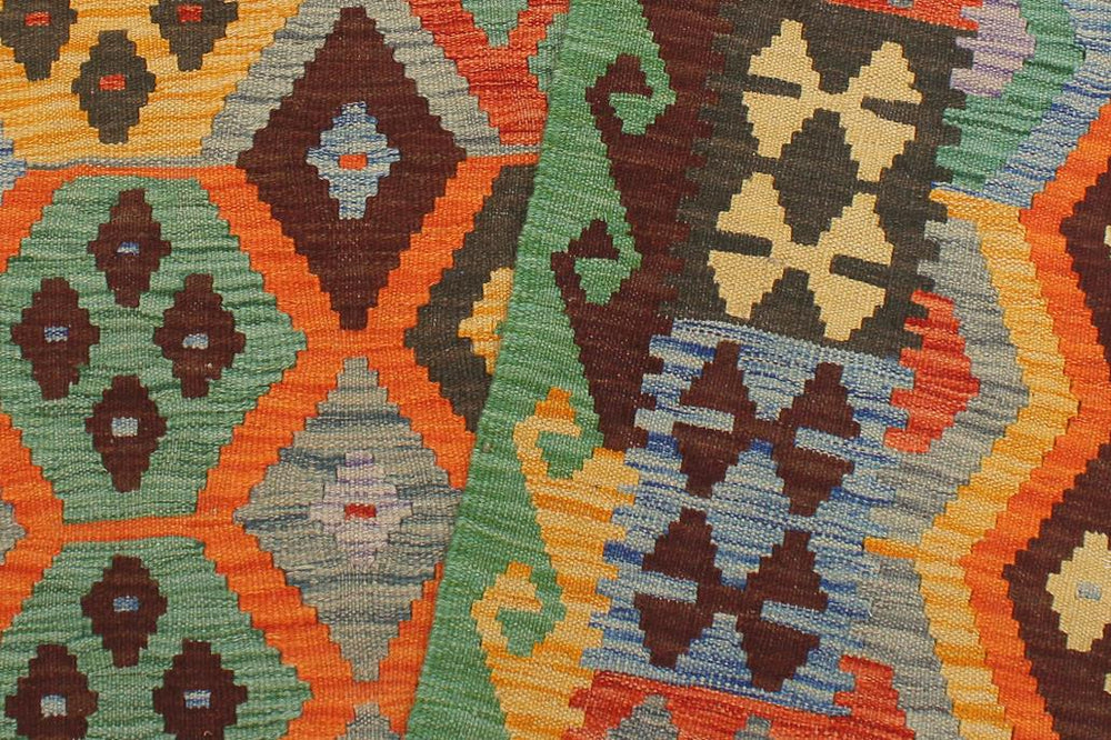 Flat Weave Kilim Antique Navaho Vintage handmade Geometric Kilim Gray Green Hand-Woven Rectangle 100% Wool Area Rug 5x7 