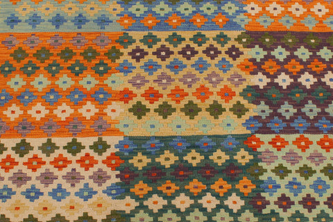 handmade Modern Kilim Beige Rust Hand-Woven RECTANGLE 100% WOOL area rug 4x6