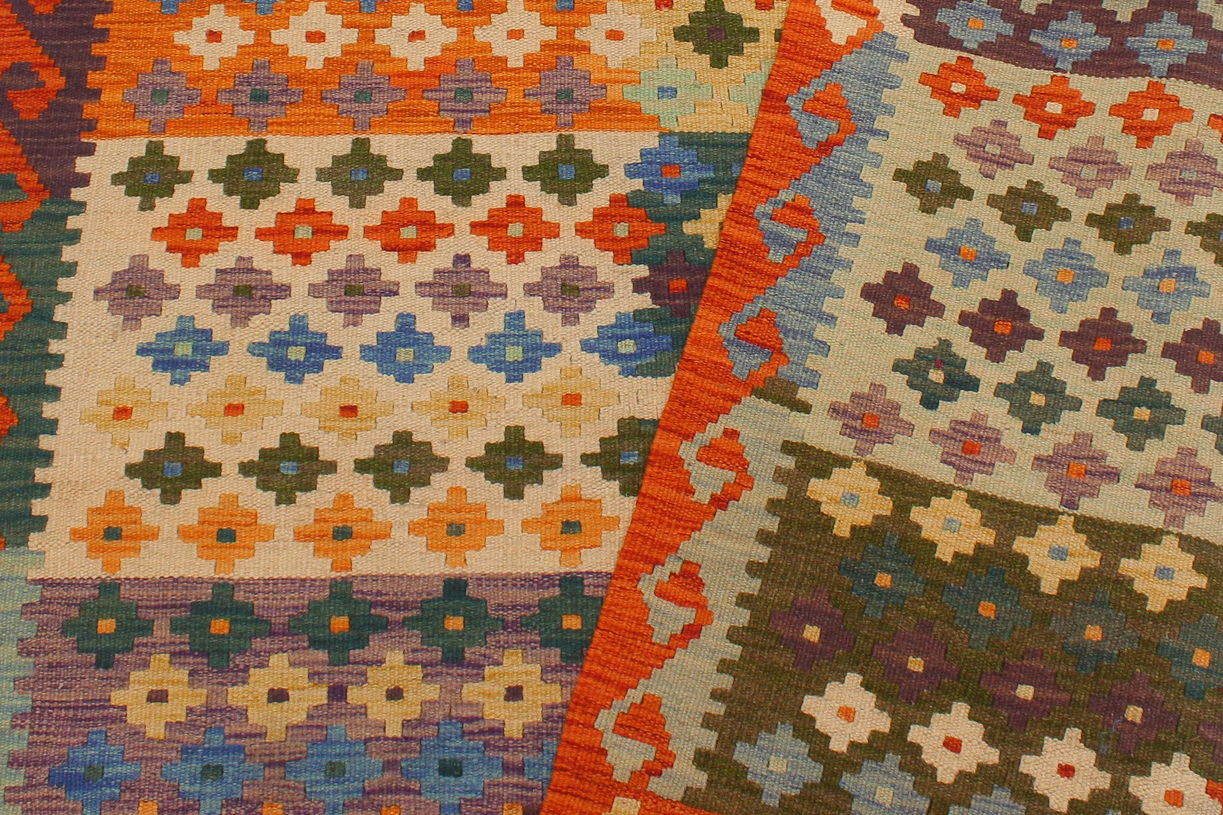 handmade Modern Kilim Beige Rust Hand-Woven RECTANGLE 100% WOOL area rug 4x6