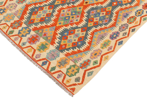 handmade Geometric Kilim Rust Beige Hand-Woven RECTANGLE 100% WOOL area rug 4 x 6