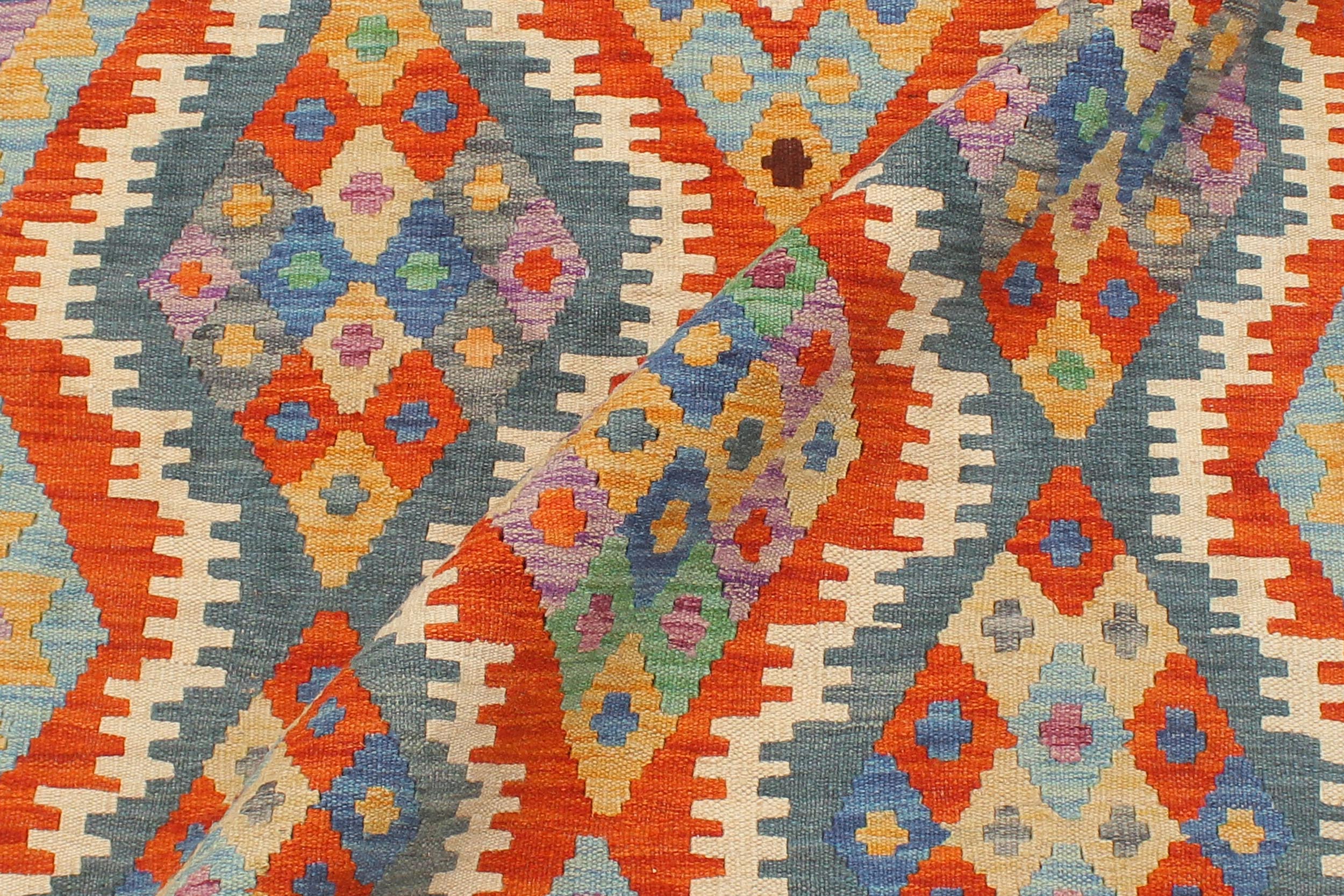 handmade Geometric Kilim Rust Beige Hand-Woven RECTANGLE 100% WOOL area rug 4 x 6