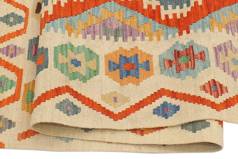 handmade Geometric Kilim Rust Beige Hand-Woven RECTANGLE 100% WOOL area rug 4 x 6
