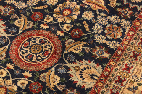 handmade Transitional Agra Tabriz Blue Tan Hand Knotted RECTANGLE 100% WOOL area rug 10 x 14