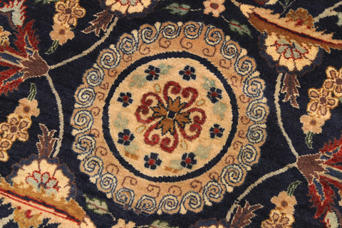 handmade Transitional Agra Tabriz Blue Tan Hand Knotted RECTANGLE 100% WOOL area rug 10 x 14
