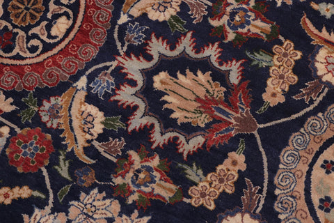 handmade Transitional Agra Tabriz Blue Tan Hand Knotted RECTANGLE 100% WOOL area rug 10x14