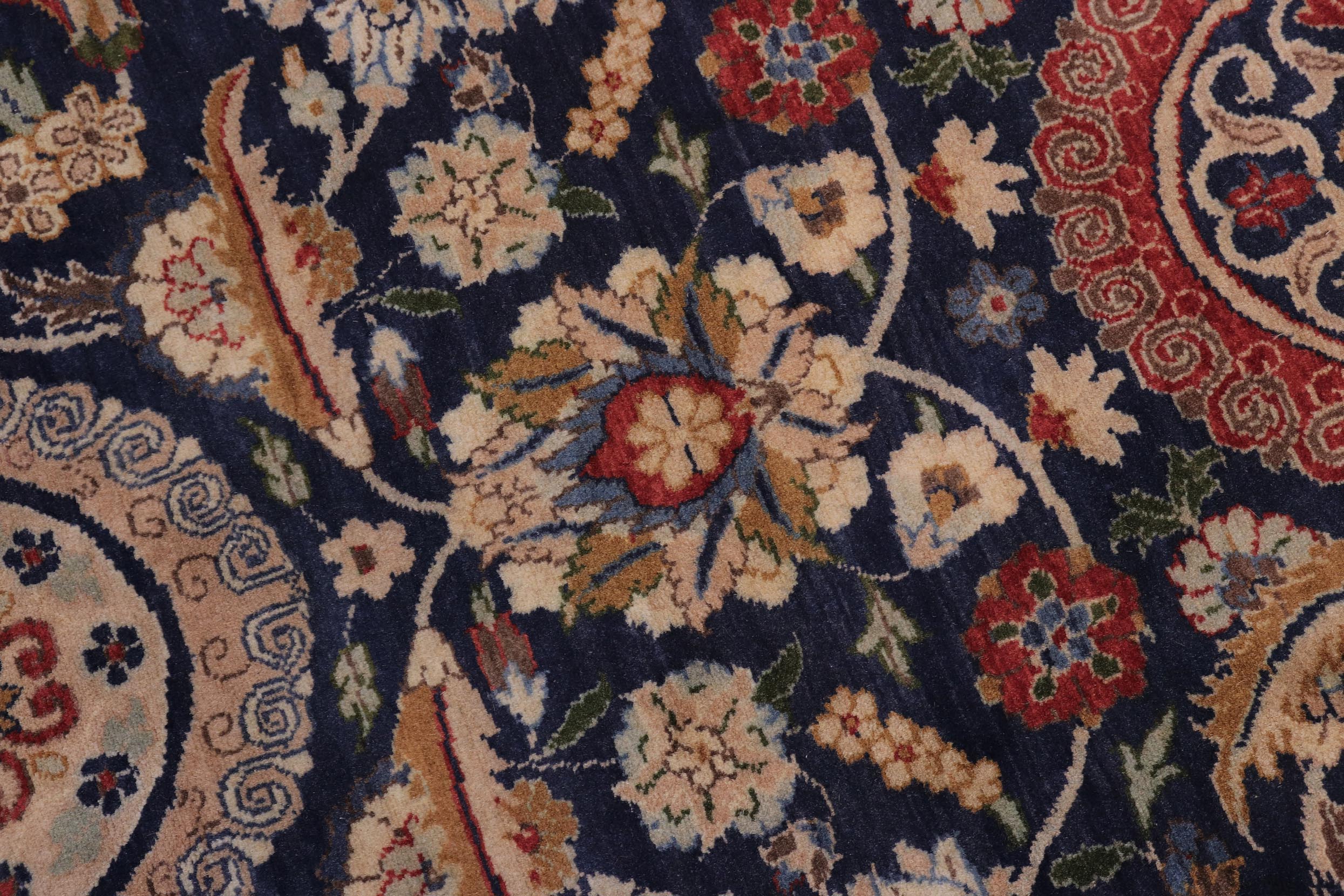 handmade Transitional Agra Tabriz Blue Tan Hand Knotted RECTANGLE 100% WOOL area rug 10x14