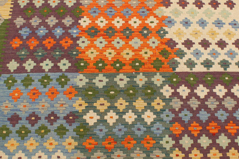 handmade Modern Kilim Blue Gray Hand-Woven RECTANGLE 100% WOOL area rug 4x6