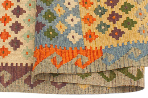 handmade Modern Kilim Blue Gray Hand-Woven RECTANGLE 100% WOOL area rug 4x6