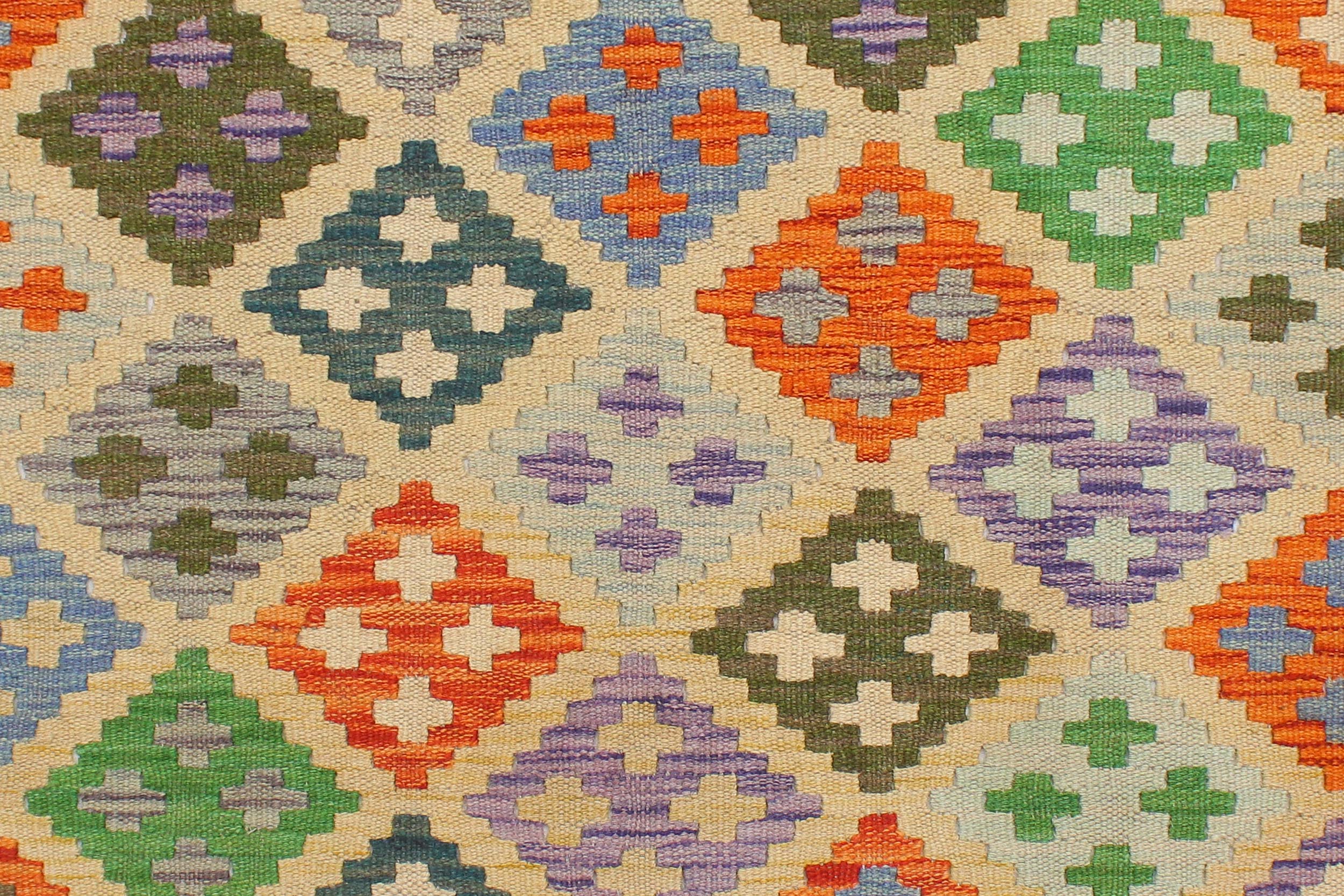 handmade Geometric Kilim Yellow Blue Hand-Woven RECTANGLE 100% WOOL area rug 4 x 6