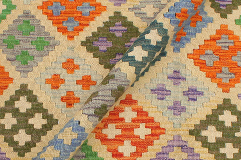 handmade Geometric Kilim Yellow Blue Hand-Woven RECTANGLE 100% WOOL area rug 4 x 6