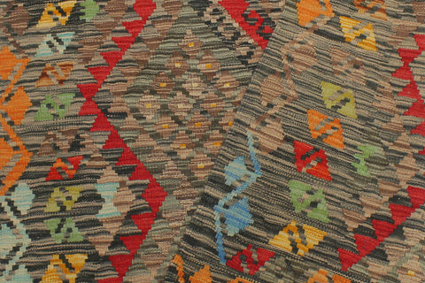 handmade Geometric Kilim Red Green Hand-Woven RECTANGLE 100% WOOL area rug 4' x 6'