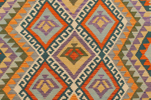handmade Geometric Kilim Rust Blue Hand-Woven RECTANGLE 100% WOOL area rug 4 x 6