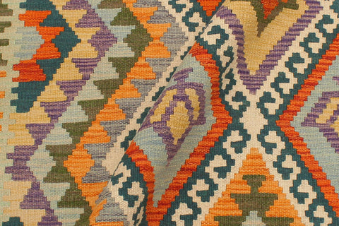 handmade Geometric Kilim Rust Blue Hand-Woven RECTANGLE 100% WOOL area rug 4 x 6