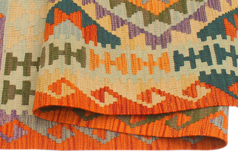 handmade Geometric Kilim Rust Blue Hand-Woven RECTANGLE 100% WOOL area rug 4 x 6