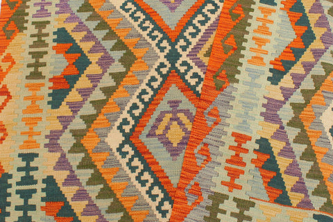 handmade Geometric Kilim Rust Blue Hand-Woven RECTANGLE 100% WOOL area rug 4 x 6