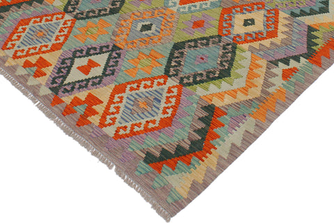 handmade Geometric Kilim Rust Purple Hand-Woven RECTANGLE 100% WOOL area rug 4 x 5