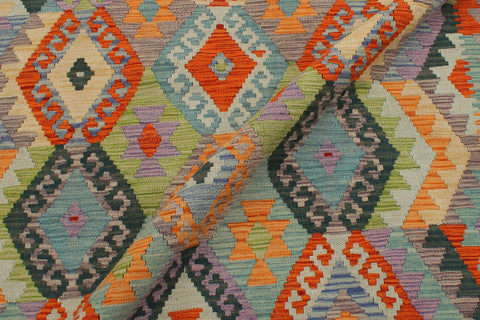 handmade Geometric Kilim Rust Purple Hand-Woven RECTANGLE 100% WOOL area rug 4 x 5