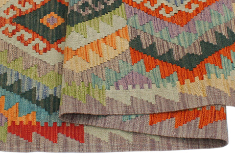 handmade Geometric Kilim Rust Purple Hand-Woven RECTANGLE 100% WOOL area rug 4 x 5