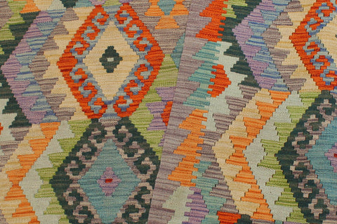 handmade Geometric Kilim Rust Purple Hand-Woven RECTANGLE 100% WOOL area rug 4 x 5