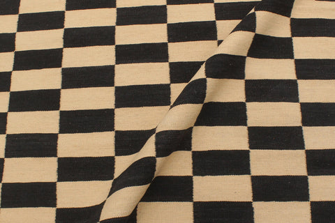handmade Modern Kilim Beige Black Hand-Woven RECTANGLE 100% WOOL area rug 4 x 6