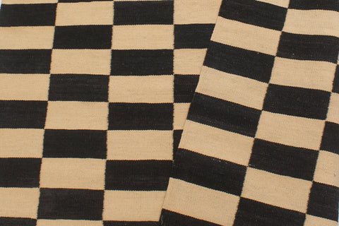 handmade Modern Kilim Beige Black Hand-Woven RECTANGLE 100% WOOL area rug 4 x 6