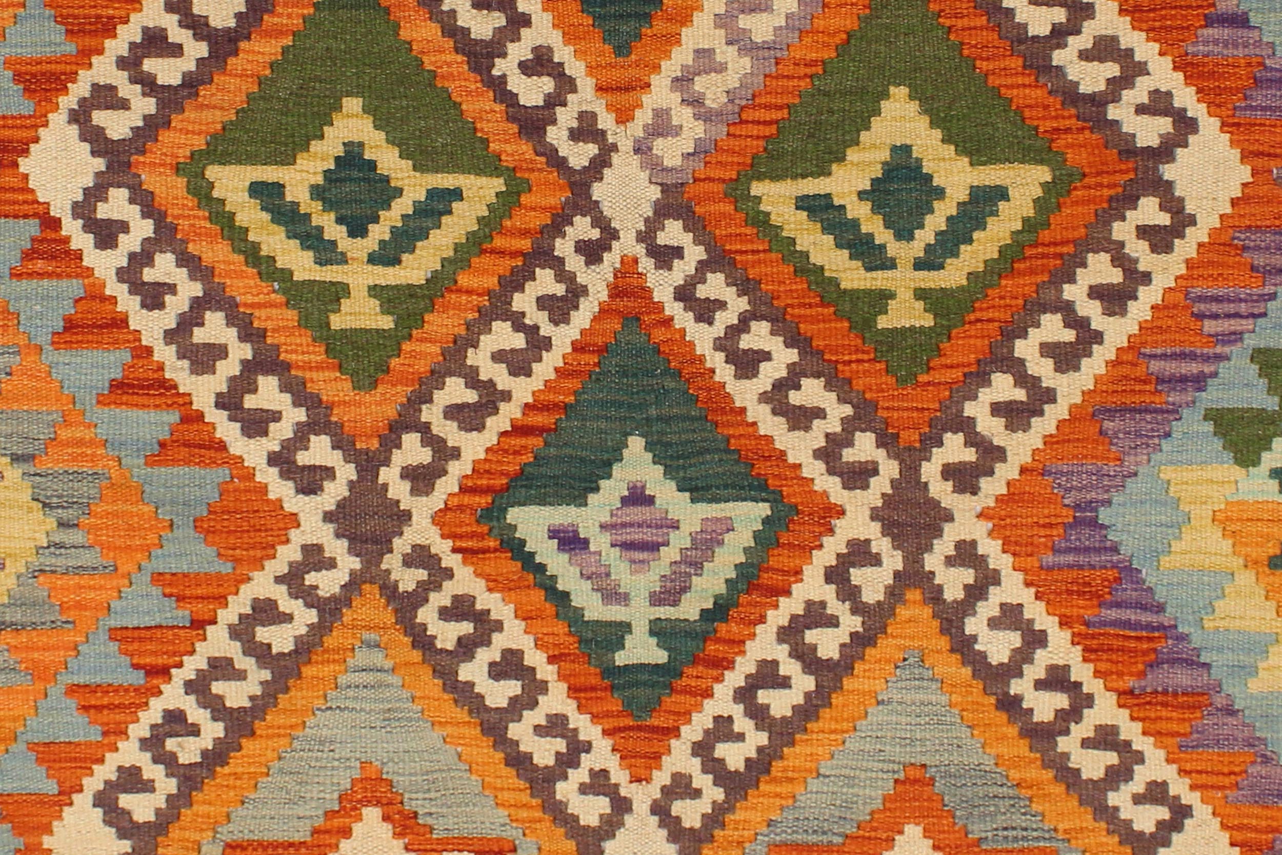 handmade Geometric Kilim Beige Rust Hand-Woven RECTANGLE 100% WOOL area rug 4 x 6