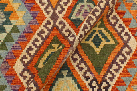 handmade Geometric Kilim Beige Rust Hand-Woven RECTANGLE 100% WOOL area rug 4 x 6